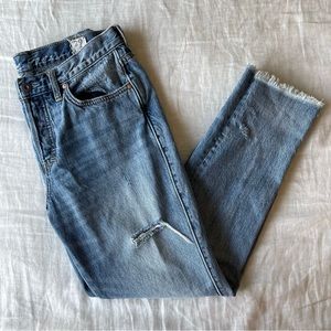 Free People High-Rise Distressed Blue Jeans
